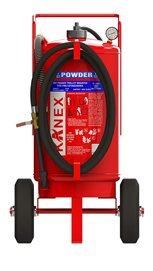 ABC 25Kg Trolley Mounted Fire Extinguisher (CO2 Outside Cylinder) - KANEX (MAP 50%, Approved - BIS As per IS 15683:2018)