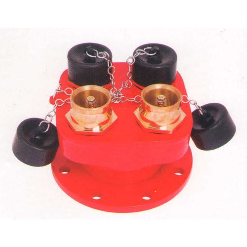 CI 150MM 4 WAY FIRE BRIGADE INLET VALVE (Devraj) (CI, With Valve, NRV - Gunmetal, Without Female Blank Cap)