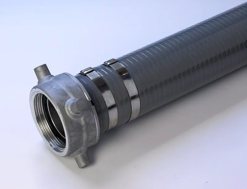 PVC 100mm Suction Hose Pipe (Set) (Type of Pipe: Light Duty (Green), Length - 10m, Without Coupling, MS Clamps)